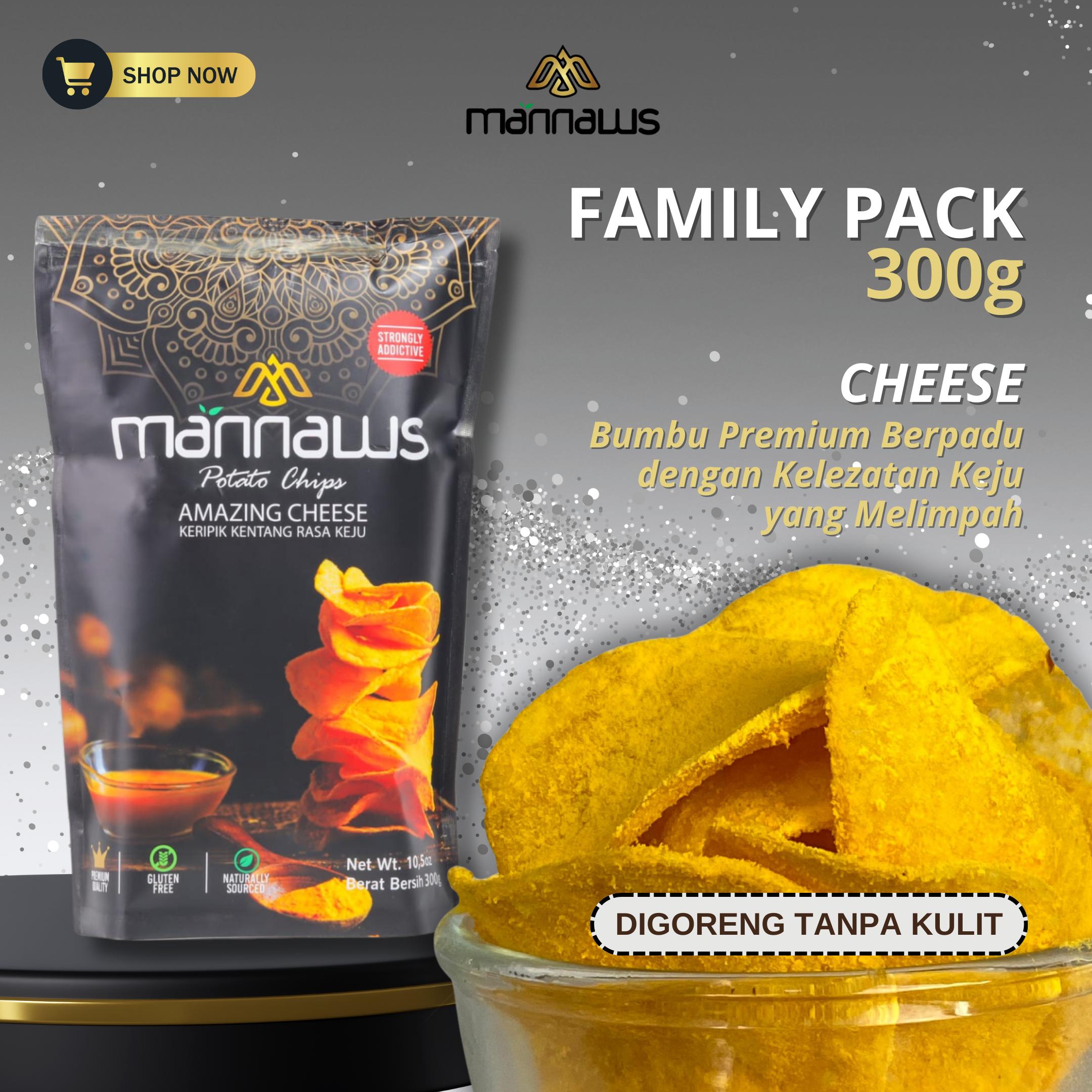 Mannaws Potato Chips- keripik kentang- ukuran Family Pack 300g